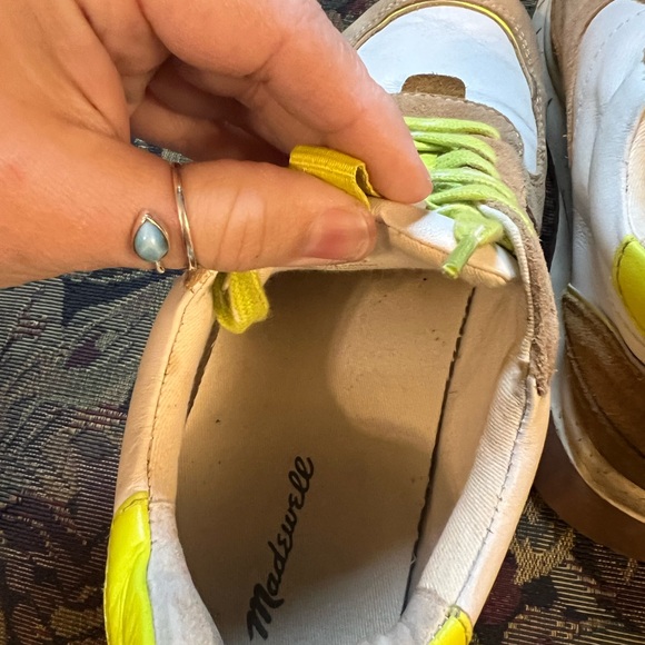 Madewell White and Tan Sneakers with Neon Highlights - Picture 5 of 10